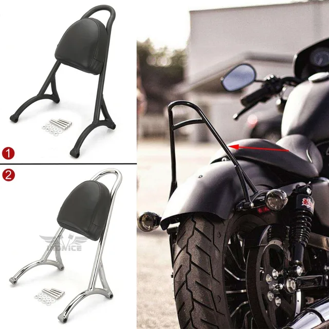 Black chromed iron 883 Sissy Bar Passenger Backrest Motorcycle Back