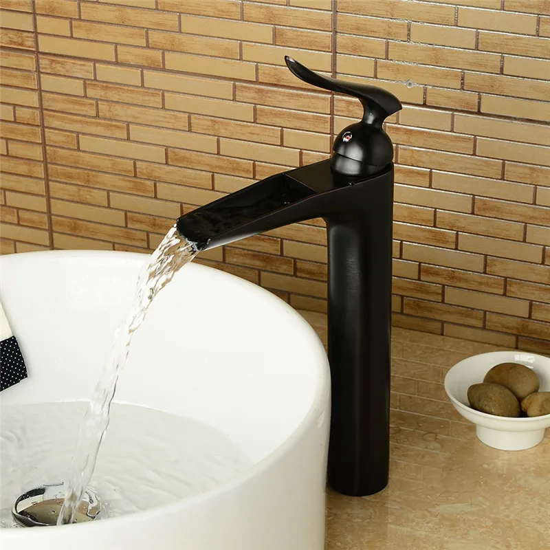 

Bathroom Basin Faucet Waterfall Sink Faucet Nickel/Black Hot & Cold Basin Crane Tap Sink Mixer Tap Washbasin Torneira Grifo