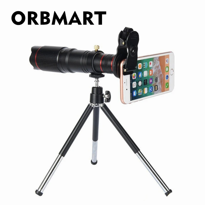 ORBMART العالمي حامل قصاصة 22X4 كيلو HD ثابت التركيز تليفوتوغرافي تلسكوب الهاتف المحمول الذكي ينس مع حقيبة تجميع