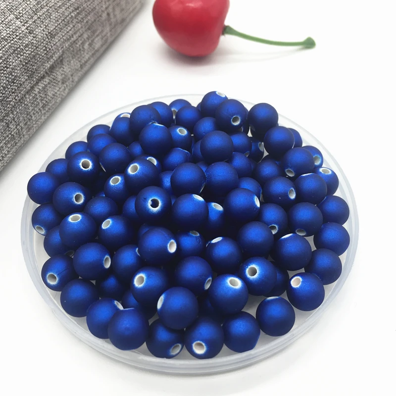 

New 50pcs 8mm Acrylic Beads Spacer Loose Bead For Jewelry Making Accessory Beads DIY Blue