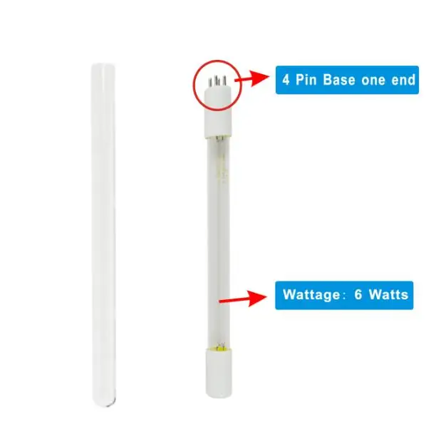 6W UV Bulb + quartz tube made in china DRAWING