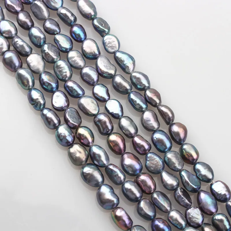 

38Pcs/Strand Freshwater irregular Pearl Peacock Grey Natural Peal Loose Bead width 6-8mm Heigh 8-9mm 14"