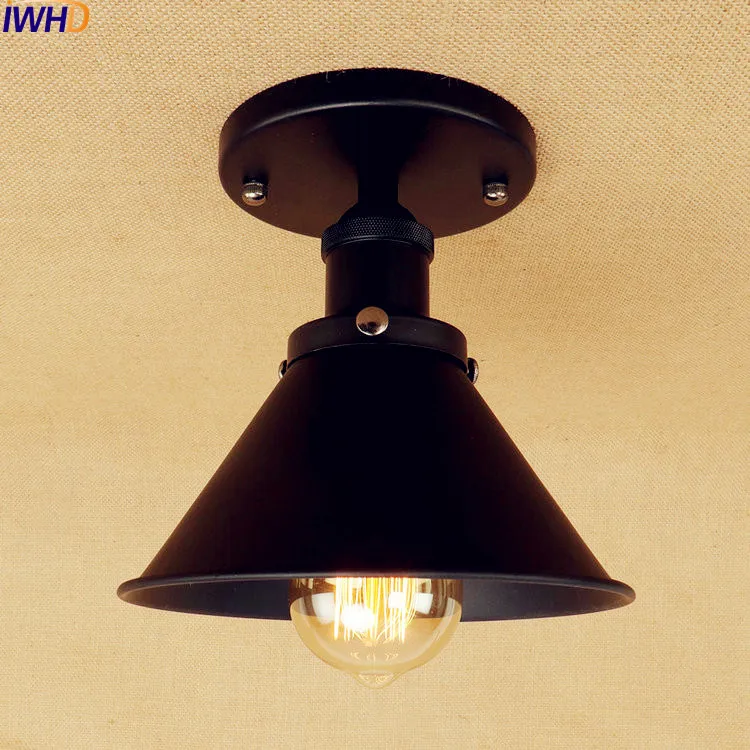 

IWHD Black Edison Vintage Ceiling Light Fixtures Living Room Loft Industrial LED Ceiling Lights For Home Lighting Lampara Pared