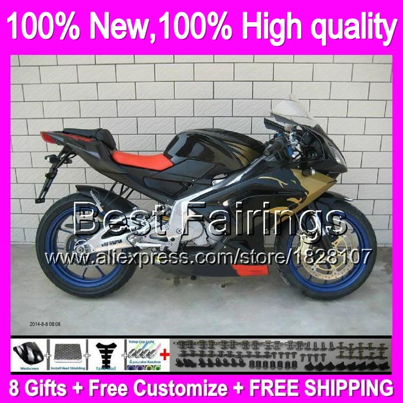 

Fairing Gold For Aprilia RS125 1999 2001 2002 2003 2005 7B94 RS 125 99-05 RSV125 RS4 125 99 00 01 Golden black 02 03 05 +decal