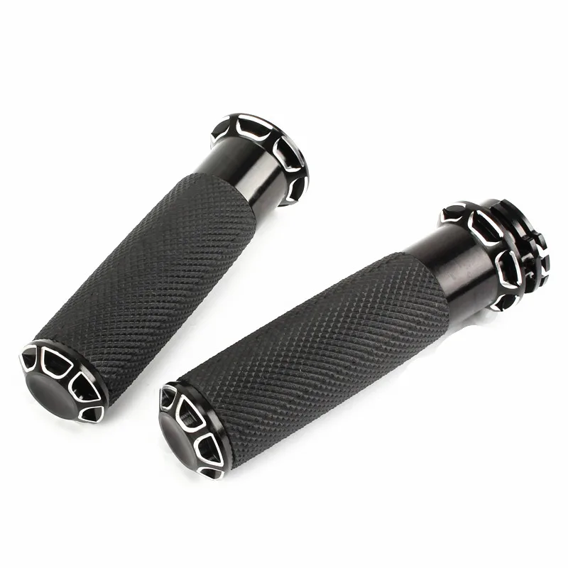Black 1" 25mm Handlebar Hand Grips Motorcycle For Harley Softail Road