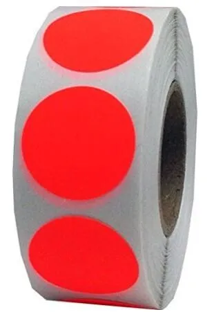 Умная наклейка " дюймовая круглая флуоресцентная красная оранжевая цветная кодирующая точечная этикетка-500 цветная круглая наклейка s в рулоне