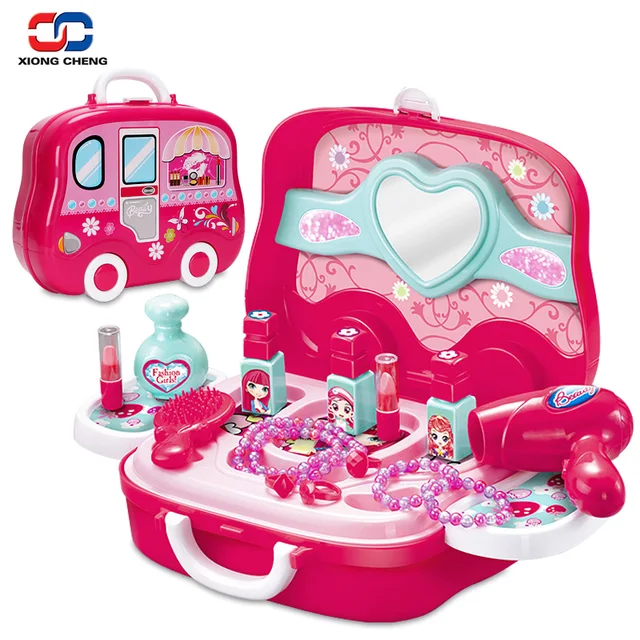 Make Up Game Toy Set for Baby Girl Plastic Miniature Hair Dryer Comb