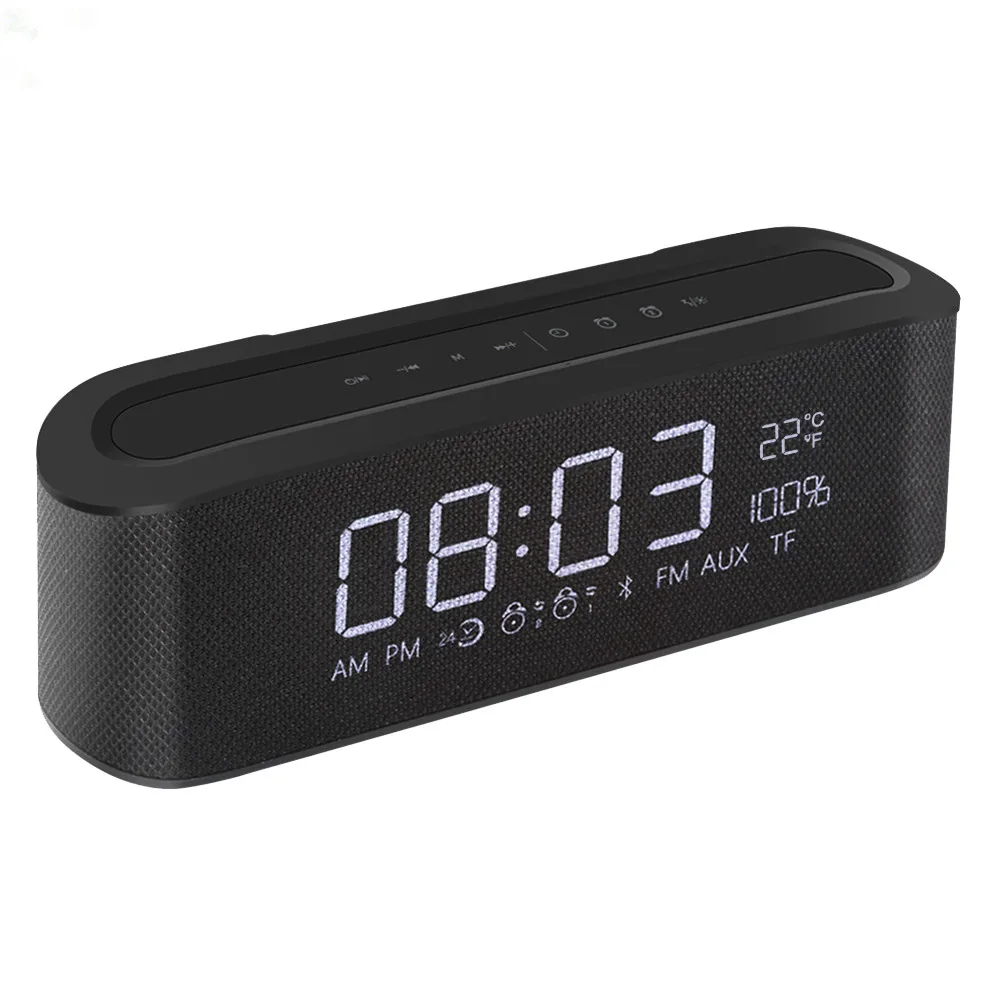 

Handsfree Portable Hifi Bluetooth Wireless Speaker with TF Card FM AUX Alarm Clock Soundbar Desktop Boombox Jack caixa de som