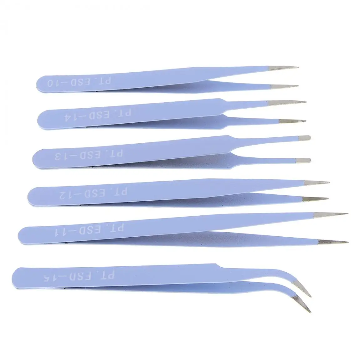 6pcs/lot Precision Tweezers Set 116mm-133mm Anti-Static Stainless Steel Tweezers for Craft, Jewelry, Electronics, Laboratory