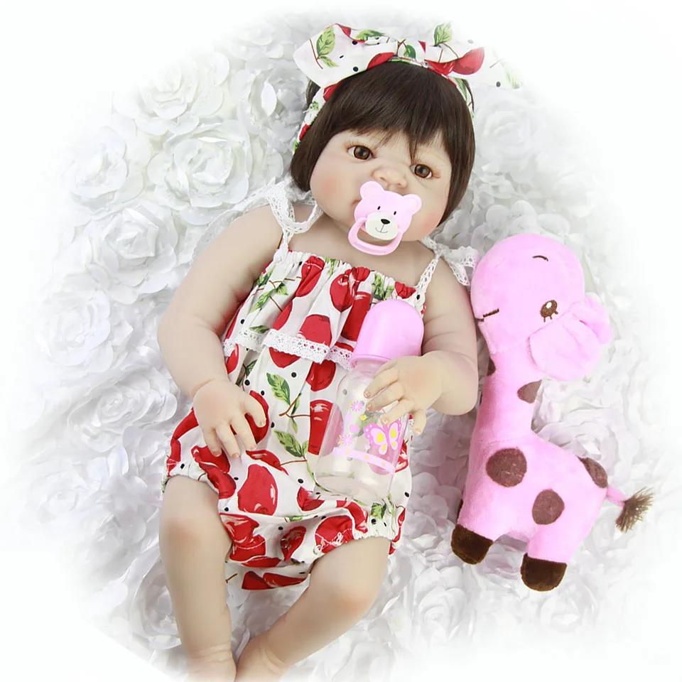 

57cm Full Silicone Body Vinyl Reborn Girl Lifelike Baby lol bebe Doll Newborn Princess Toddler Toy Bonecas bathe Birthday Gift