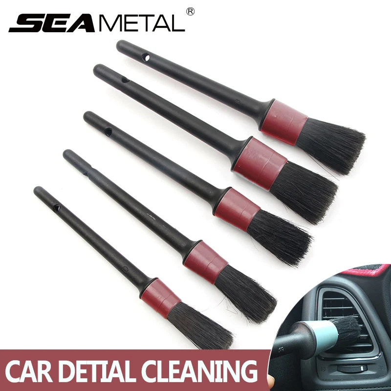 

Car Wash 5Pcs Brush Detailing Cleaning Boar Hair Auto Products Tools Cars Wheel Detail Brushes Dashboard Car-styling Accessories