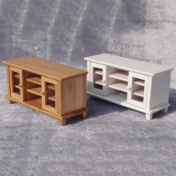 

1/12 Doll House Miniature Wooden TV Cabinet Living Room Furniture doll house accessories Pretend toys for children
