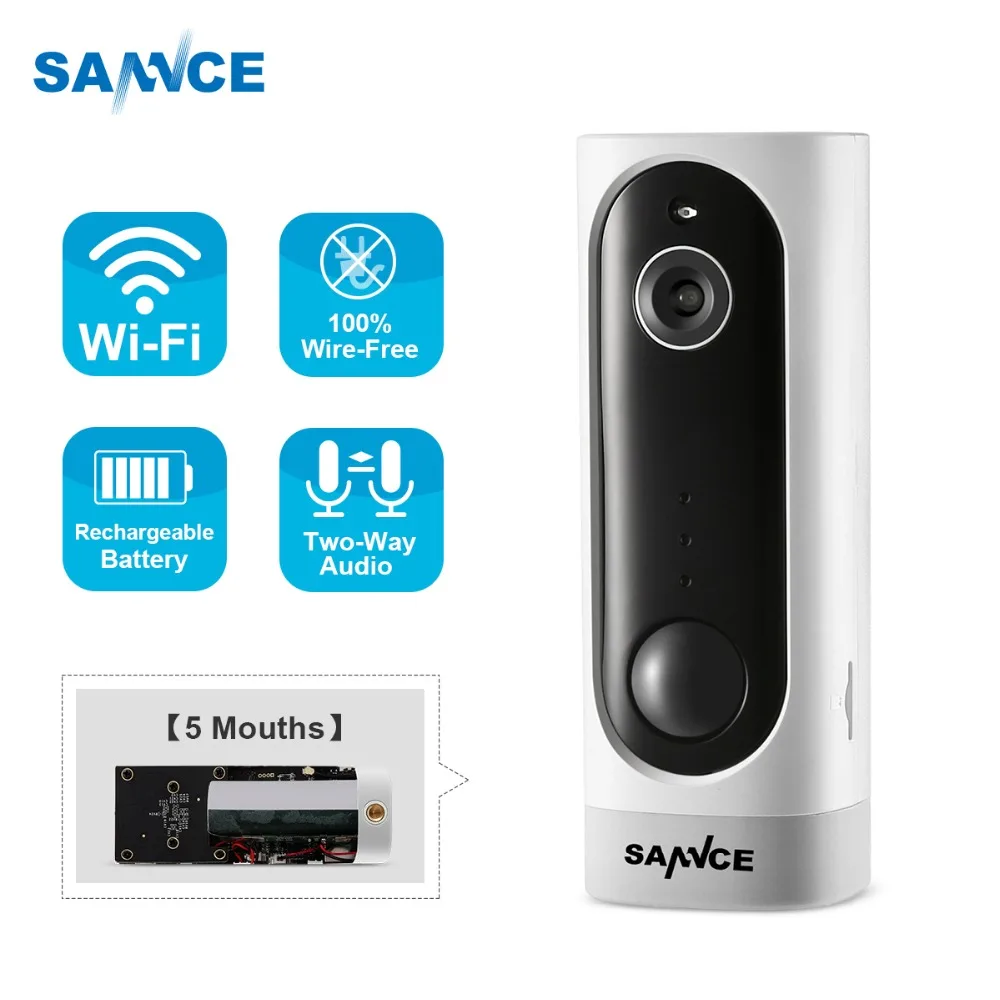 SANNCE HD 720P 1MP Беспроводная перезаряжаемая домашняя ip-камера безопасности Встроенная батарея двухсторонняя аудио ИК ночного видения Wifi камера
