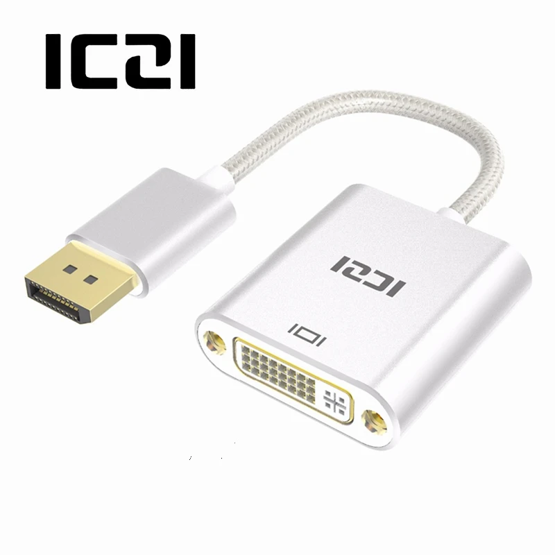 ICZI 4K DP к DVI адаптер позолоченный Displayport Мужской Женский конвертер алюминиевый для