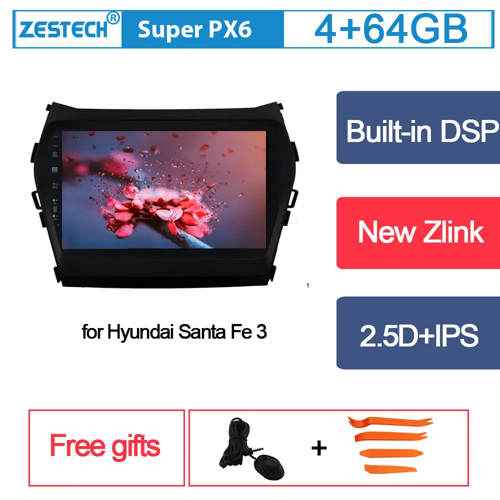 Автомобильный DVD плеер PX6 с GPS автомагнитола 1 din для Hyundai Santa Fe 3 / IX 45 2013