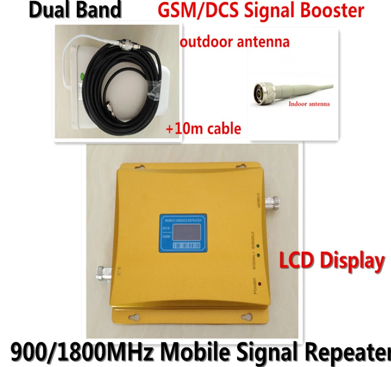 

Best Price 1 Set Dual Band 4G GSM Repeater + Antenna ! LCD Display GSM 900MHz DCS 1800MHz Mobile Phone Signal Booster Amplifier