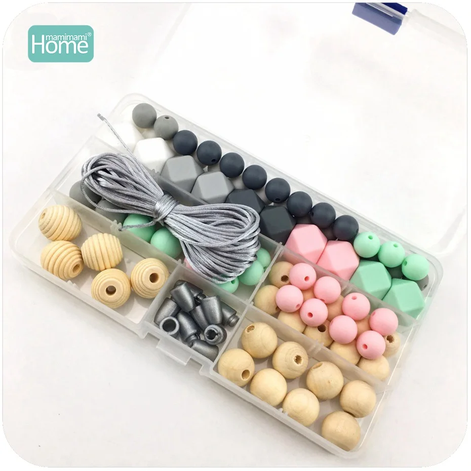 

MamimamiHome Baby Toys Teething Accessories Silicone Beads Wooden Beads Teething Jewelry Toys For Children Drawing Toy