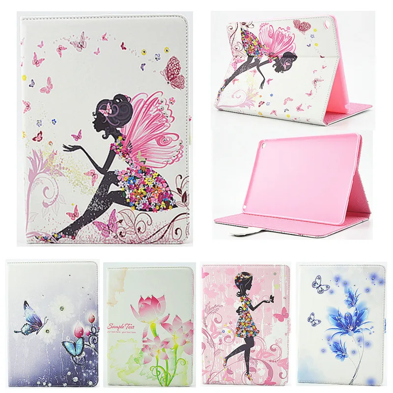 

For iPad Air 2 Case,Case for iPad 6 Girl Bling Rhinestone Butterfly PU Leather Book Stand Protective Tablet Case Cover for iPad6