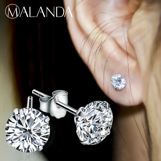 Malanda Brand 2018 New Fashion Real 925 Sterling Silver Women Stud Malanda Brand 2018 New Fashion Real 925 Sterling Silver Women Stud Earrings Wedding Jewelry White Zircon