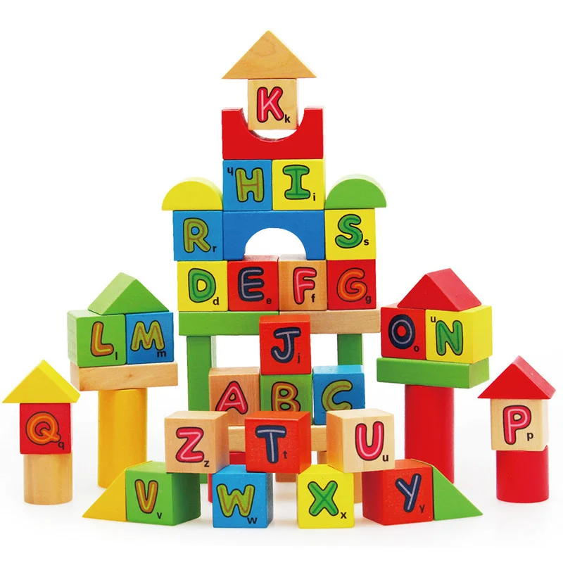 Kindergarten Child Multi color Wooden Blocks, 50Blocks/pack Number