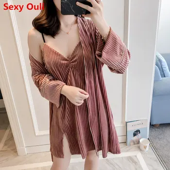 

new winter Pajama Set Lace Pijama Set 2 Pieces V-neck Pyjama Set Autumn Winter Sleepwear Set Fashion Home Wear Women