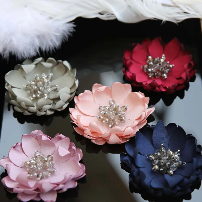 

Fabric flower 3D Patch bags handmade beads flowers patch diy headwear materials lace accessories decorative flower fabric appliq