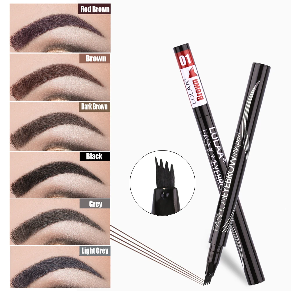 

LULAA Eyebrow Pen Four-claw Eye Brow Tint Brown Black Grey Eyebrow Pencil Waterproof Sweatproof Eye Makeup Cosmetics New 6 Color