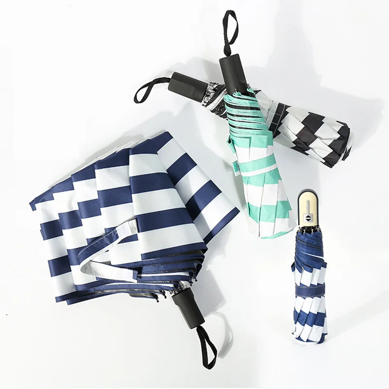 Korean Creative Navy Stripes Parasol Automatic Umbrella Sun Ultraviolet-proof | Дом и сад