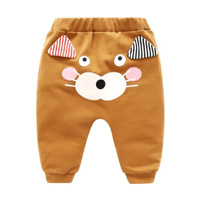 Весенне-осенняя одежда для детей штаны-шаровары для новорожденных мальчиков и девочек Хлопковые Штаны с рисунком кролика, медведя, монстров детские штаны - Цвет: 4