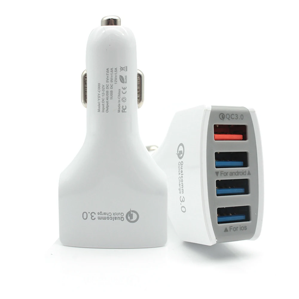

YUSEE Quick Charger QC3.0 4 USB Car Charger Fast Charging for iPhone 6 6plus 7 7plus 8 X For Samsung S6 S5 S4 HTC Xiaomi phones