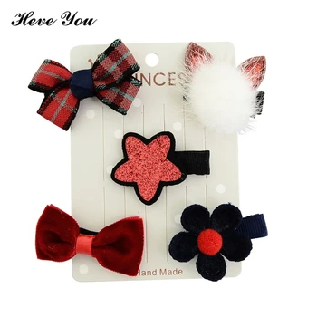 

Heve You 5Pcs/Lot Handmade Pet Hair Clips Christmas Dog Acessories for Dog Grooming Bows Princess Pet Accessories Cat Hairpin