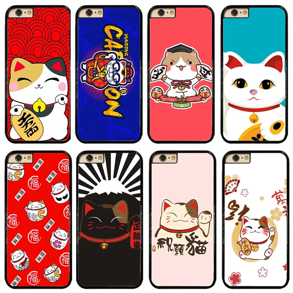 Милый мультфильм Кот на удачу для iphone 5 5S SE X чехол ПК Жесткий ТПУ резиновый XS MAX XR 7 8