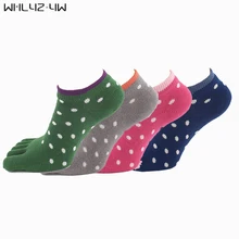 WHLYZ YW, 5 пальцев, носки для женщин, хорошее качество, 5 пар/лот, хлопок, лето, в горошек, harajuku, короткие носки с пальцами, милые, meias feminino
