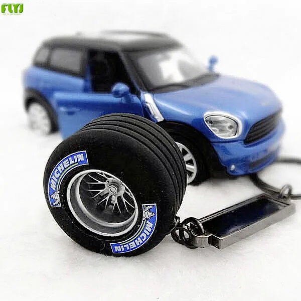 

FLYJ car automobile tyre key ring opona pneumatyczna Key chain auto tire turbo key ring Car Styling For audi bmw e46 TRD sline