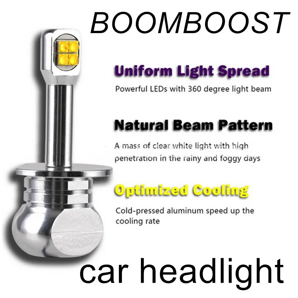 

BOOMBOOST 2 Pieces Car Headlight Bulb LED 80W 3000LM 6000K Auto Headlamp 12v 24v fog light H1 H3 H4 H7 H11 H16 880 9005 9006