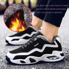 Зимние Молодежные кроссовки; мужские плюшевые теплые спортивные кроссовки для бега; мужские уличные туфли с противоскользящей подошвой; стиль; Zapatillas Deportivas Hombre