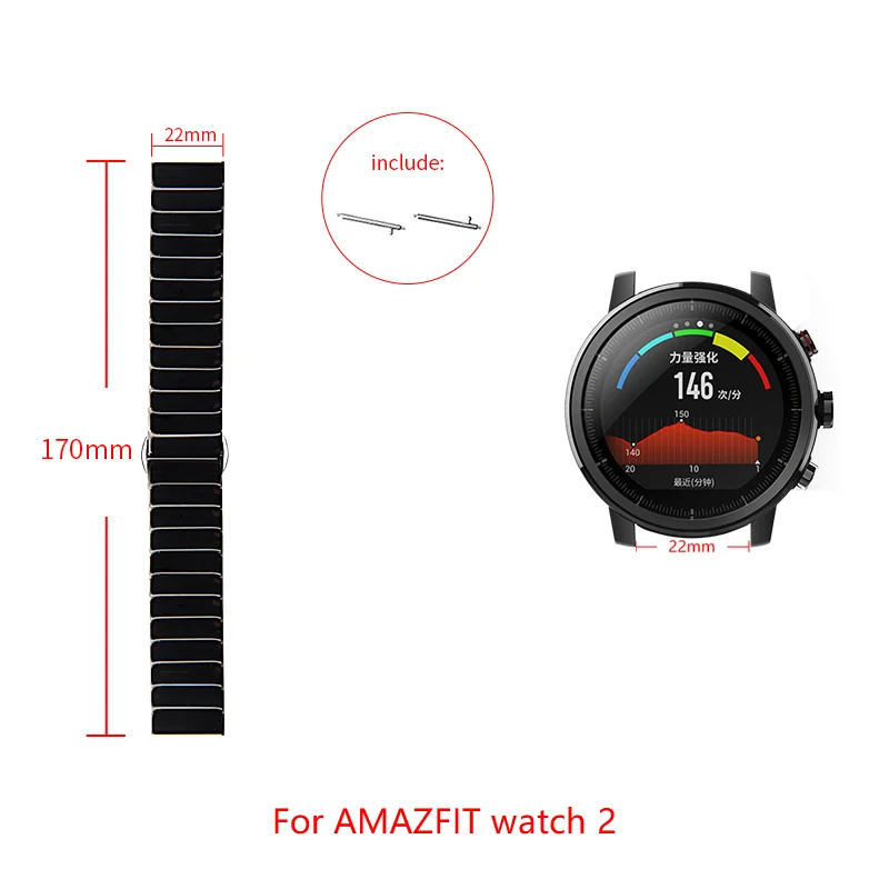 22мм керамический ремешок для часов Для AMAZFIT Watch 2 Сменный ремешок Бабочка пряжка для Samsung Galaxy часы 46мм/ Huawei часы GT Samsung Gear S3 Classic / Пограничные аксессуары