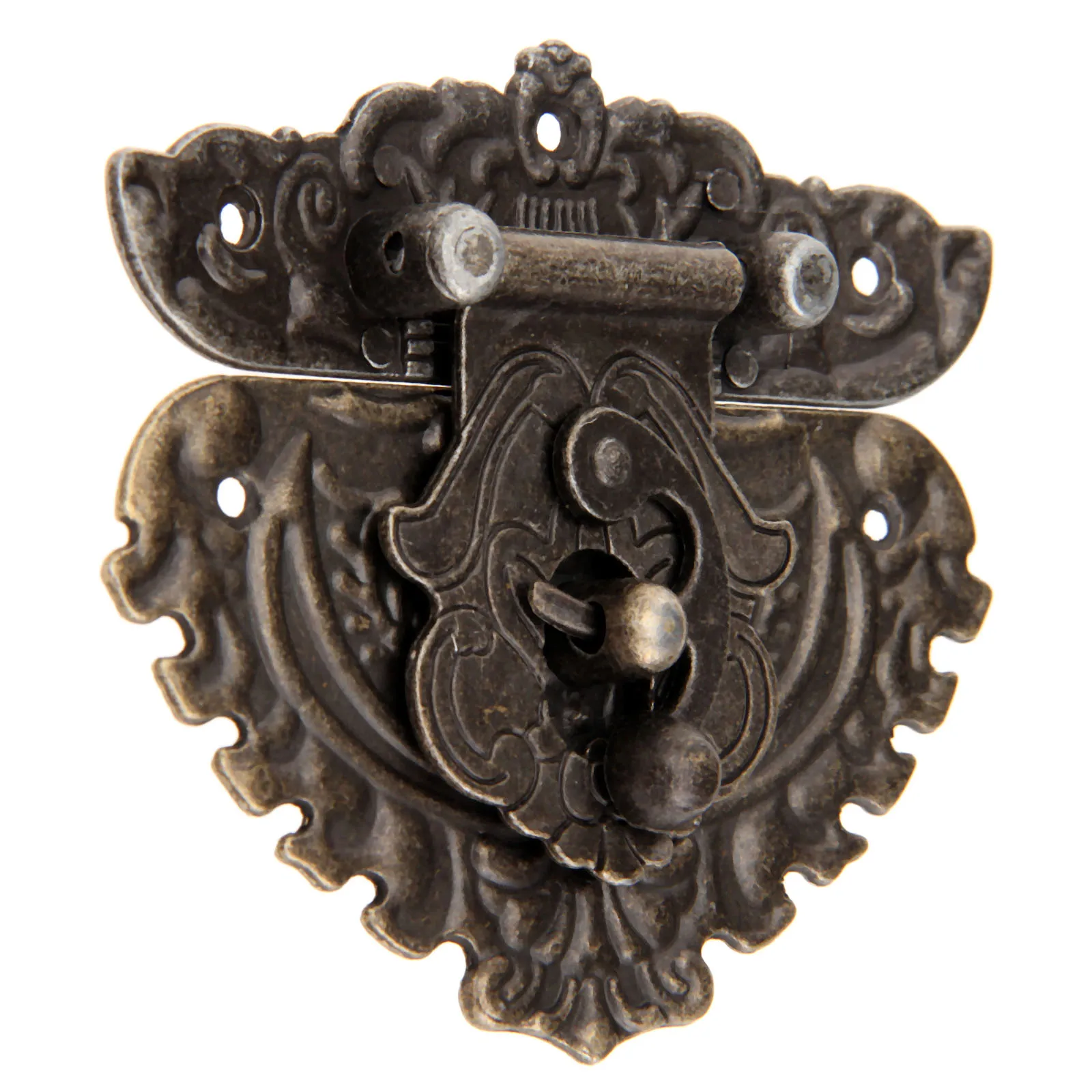86x75mm Antique Bronze Iron Latch Decorative Jewelry Gift Wine Wooden Box Suitcase Case Hasp Latch Hook Screws 1Pc
