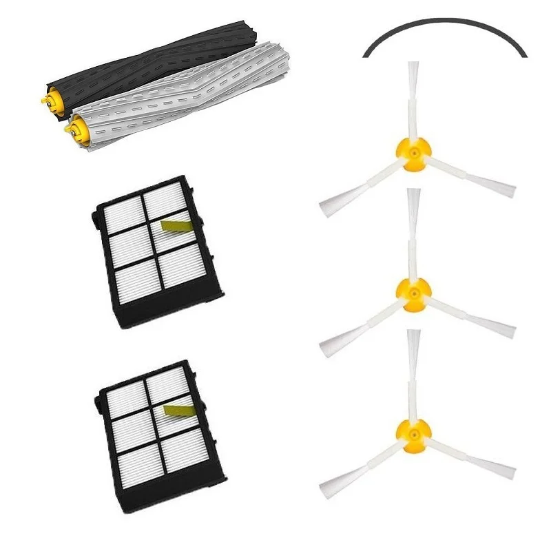 

High Quality 1 set Tangle-Free Debris Extractor Brush +2 Hepa filter +3 side brush for iRobot Roomba 800 900 Series 870 880 980