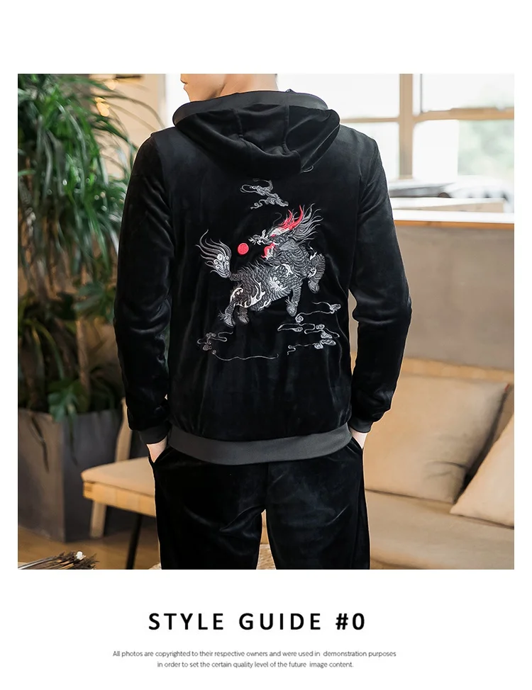 Zongke китайский дракон, вышивка, мужская куртка с капюшоном, модная бархатная уличная куртка-бомбер, мужская куртка, пальто, осень