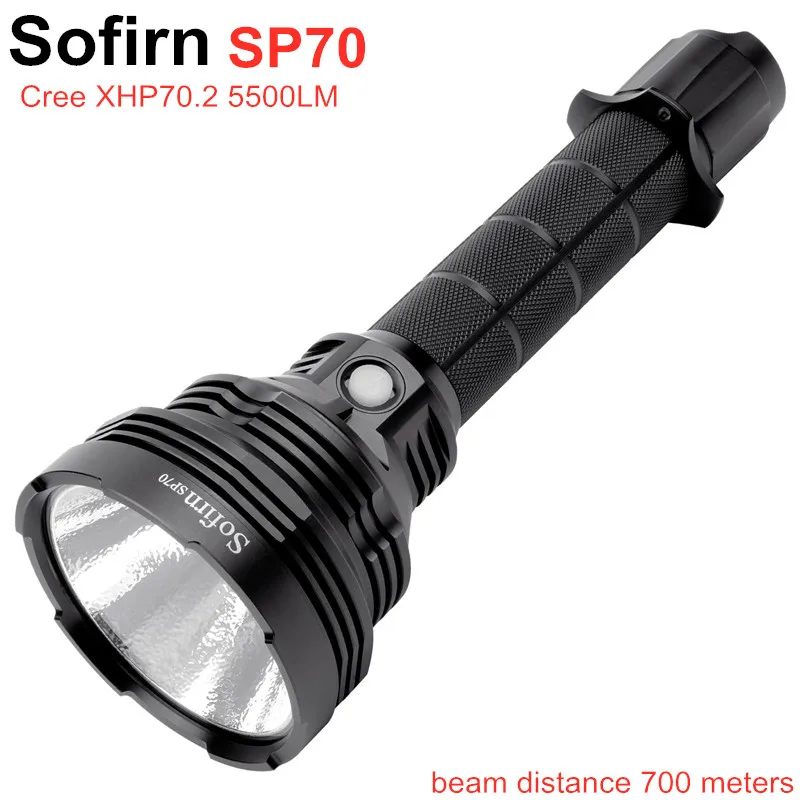 Meilleur Sofirn SP70 Ultra lumineux 26650 lampe de poche LED haute puissance 5500LM tactique 18650 lumière Cree XHP70.2 avec ATR 2 groupes Ramping