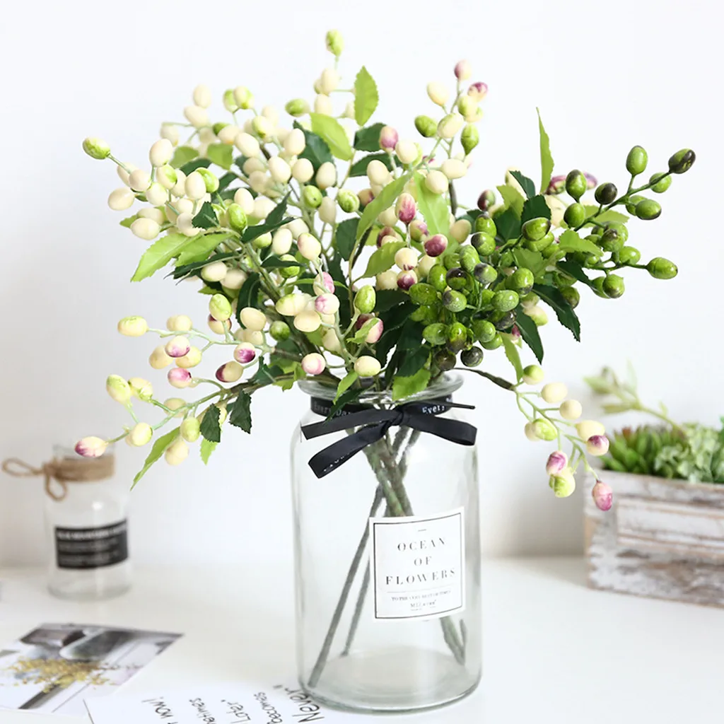 Single Bean Simulation Flower Plant Fake Flower Berry Blueberry Home DIY Decor
