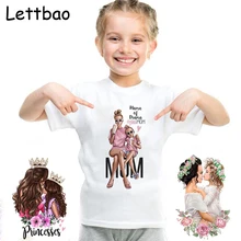 Детская футболка с принтом «супермама и дочь» для девочек, размер от 2 до 12 лет, хлопковые топы принцессы для девочек, летняя одежда