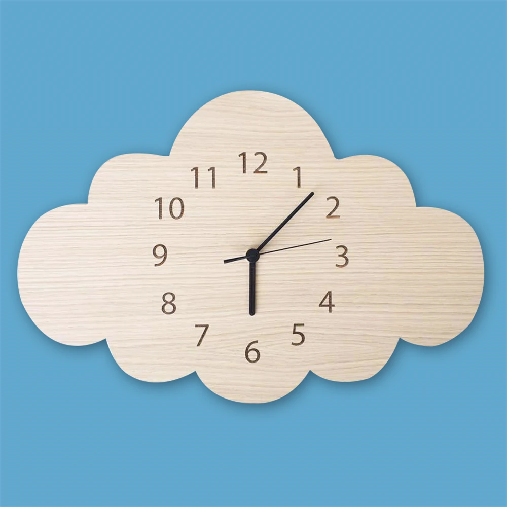 Скандинавском стиле деревянные часы в виде облака мультфильм беззвучные часы стены дома детская комната часы декоративные