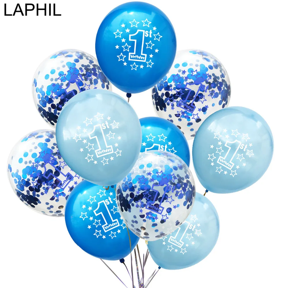 LAPHIL Baby Shower 10 шт. латексные детские шары для 1-го дня рождения мальчиков и девочек