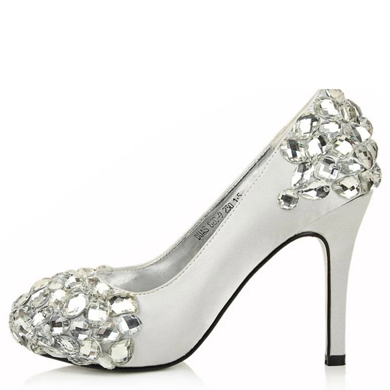 Fashion Wedding Bridal Shoes Red Rhinestone High Heel Shoes Evening Party Dress Shoes Match wedding dress
