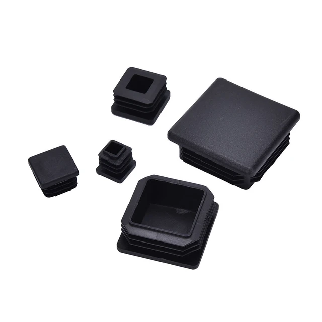 Embout d'obturation en plastique pour pied de chaise, insert de tube carré  noir, 15mm, 20mm, 25mm, 30mm, 40mm, 50mm, 10 pièces - AliExpress