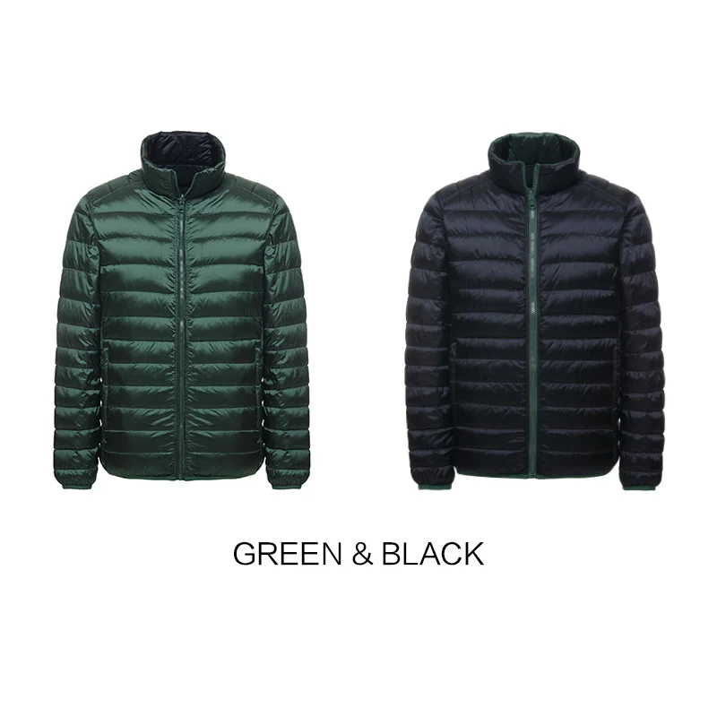Vomint брендовый мужской пуховик, светильник, тканевый пуховик для мужчин, 90% пуховое перо, зимняя Двухсторонняя куртка, ультра светильник V7A1C004 - Цвет: green black