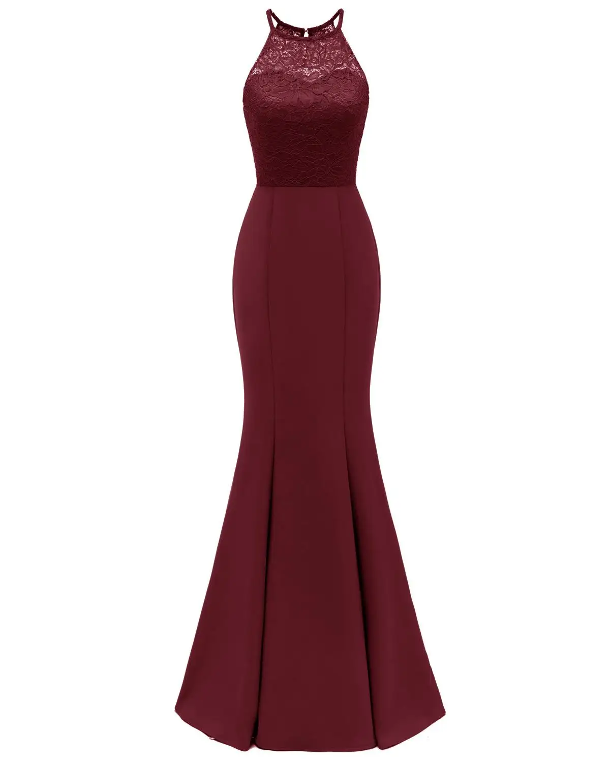 

Halter Burgundy Robe Mermaid Longue Dentelle Bridesmaid Dresses 2019 Sleeveless Navy Blue Black Women Wedding Guest Party Gowns