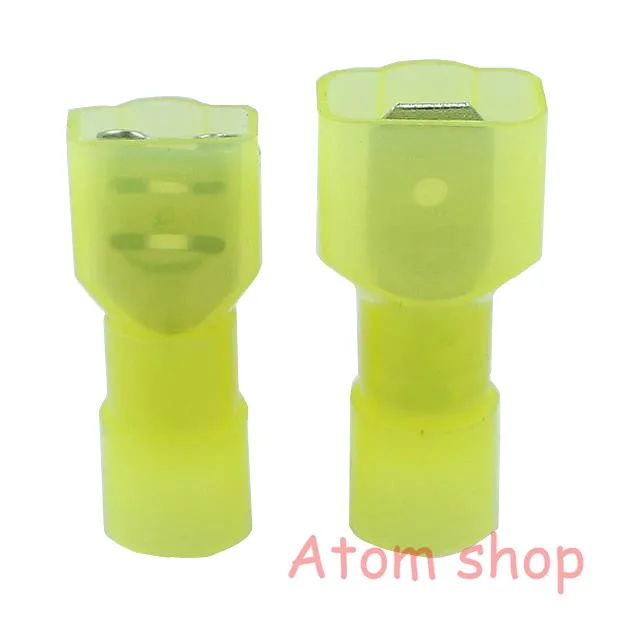 

100PCS yellow Nylon male female fully insulated terminal FDFN (MDFN) 5.5-250 cold pressed End 6.3 insert spring